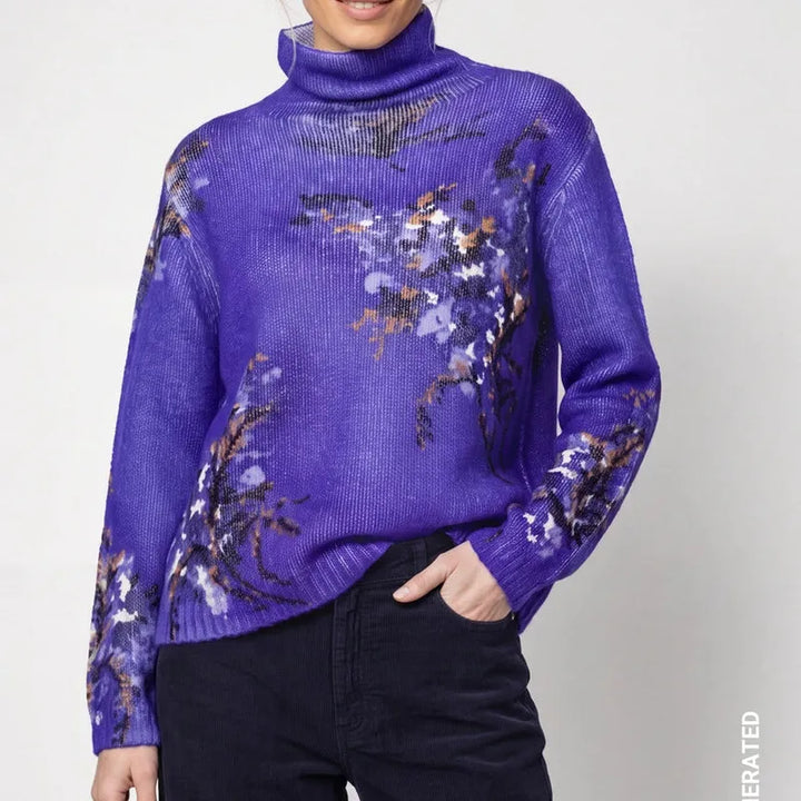 Monari Floral Print Sweater - Purple