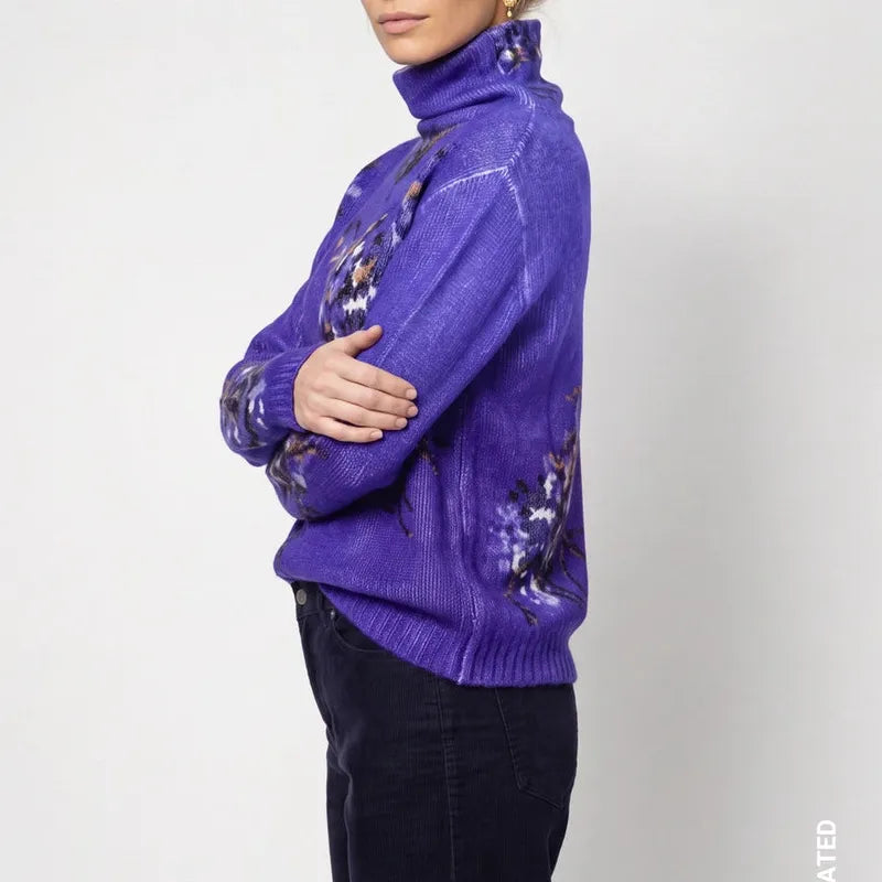 Monari Floral Print Sweater - Purple