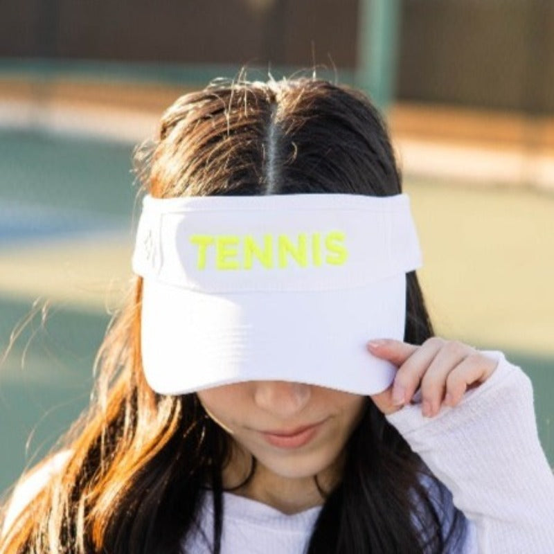 Vimhue Tennis Puff Logo Visor - White/Neon