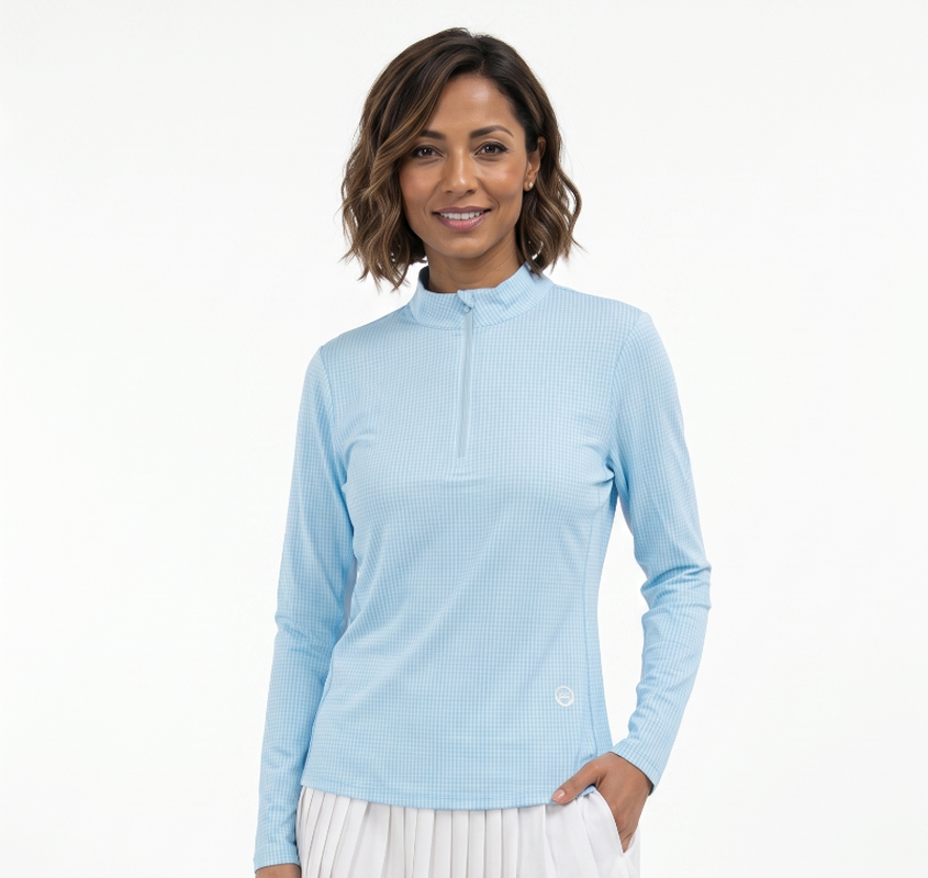 Foray Golf Geometric Print Sun Shirt - Blue