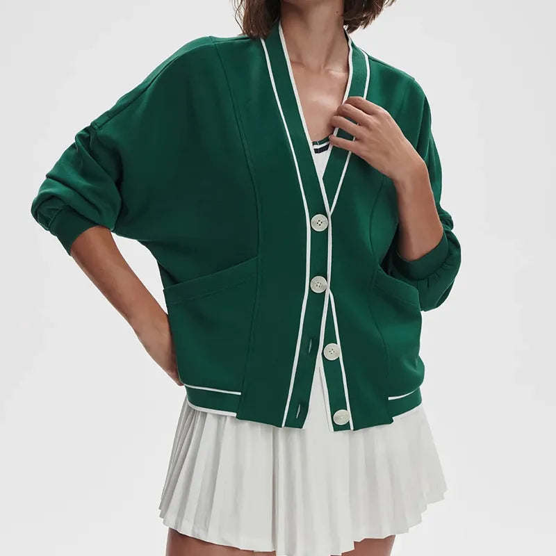 Varley Decker Off Court Cardigan - Forest Green