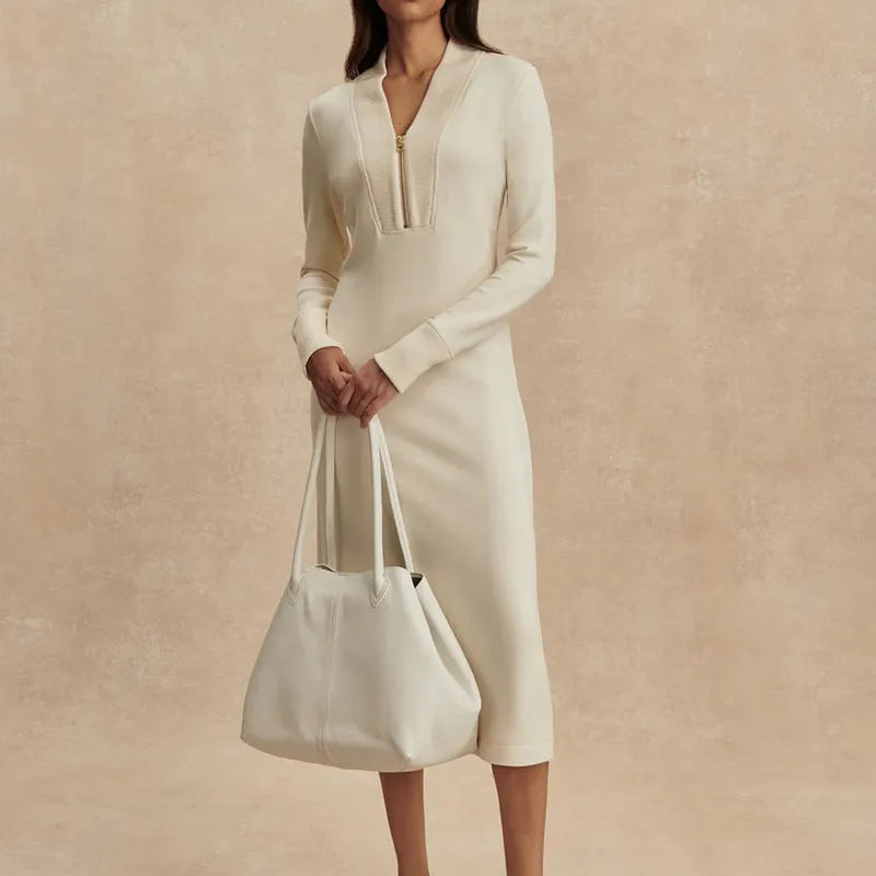 Varley Bree Zip Dress - Pristine Ivory