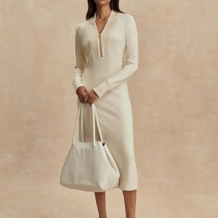 Varley Bree Zip Dress - Pristine Ivory