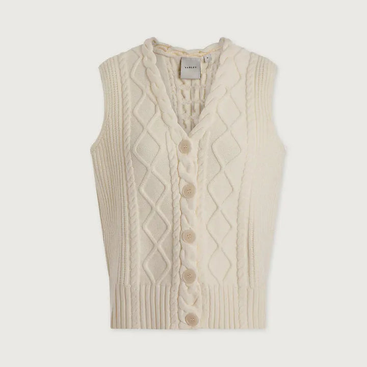 Varley Tatyana Cable Knit Vest - Cream