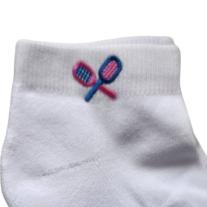 On the Tee Socks - Crossed Racquets Hot Pink/Blue