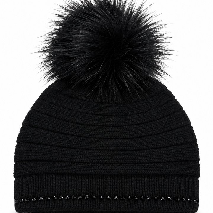 preneLOVE Evelyn Beanie (Real Fur) - Black