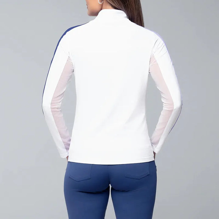 IBKUL Colour-Block L/S Mock - White/Lavender/Navy