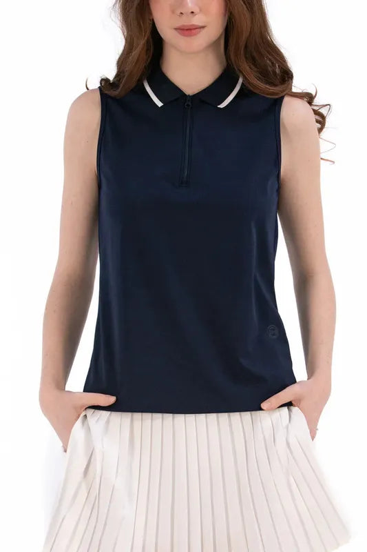 Foray Golf Deedee S/L Zip Polo - Navy/White