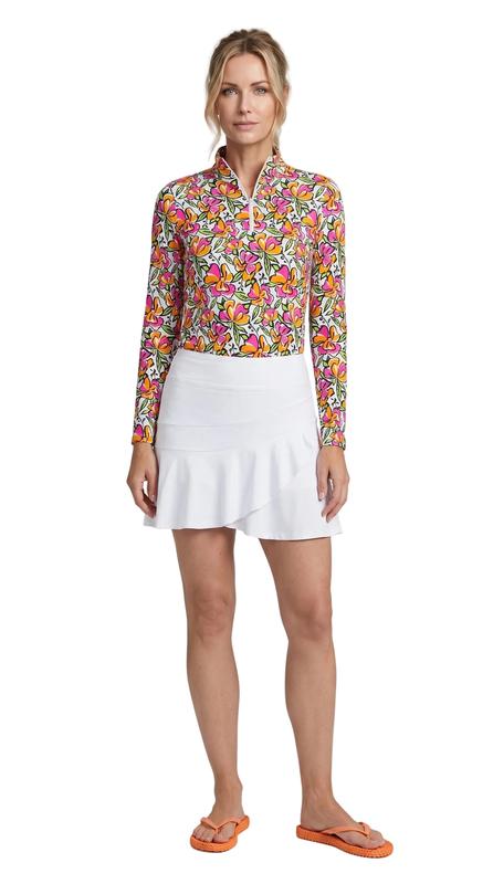 IBKUL Sonia L/S Mock - Hot PInk/Orange