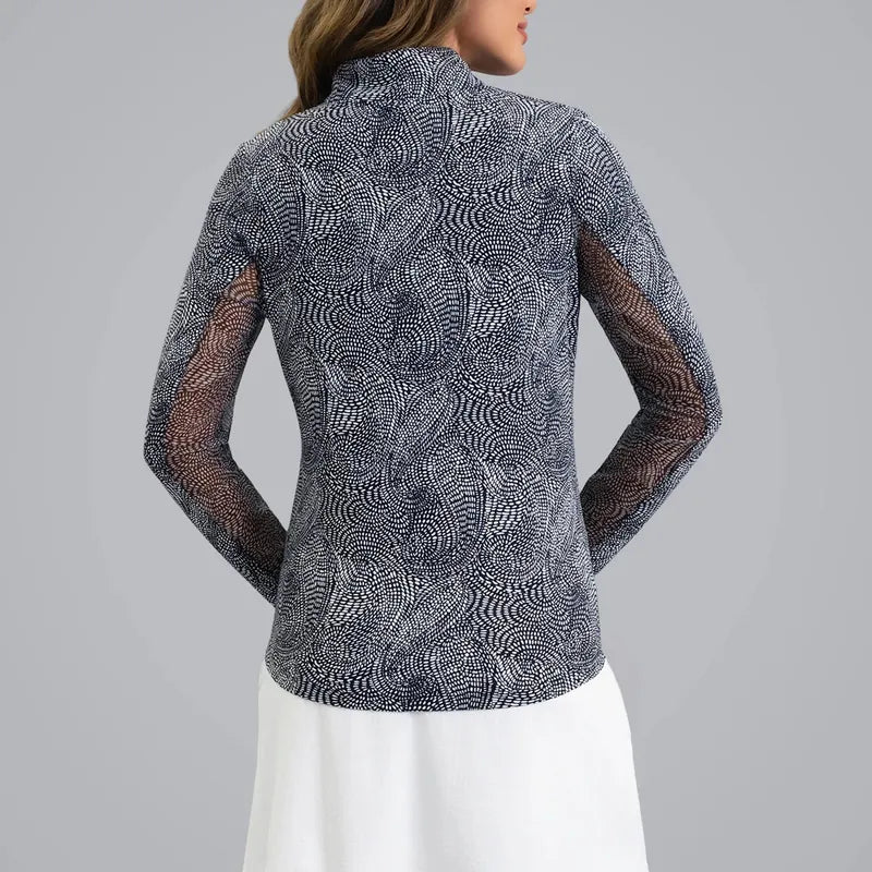 IBKUL Stephanie L/S Mock - Black/White