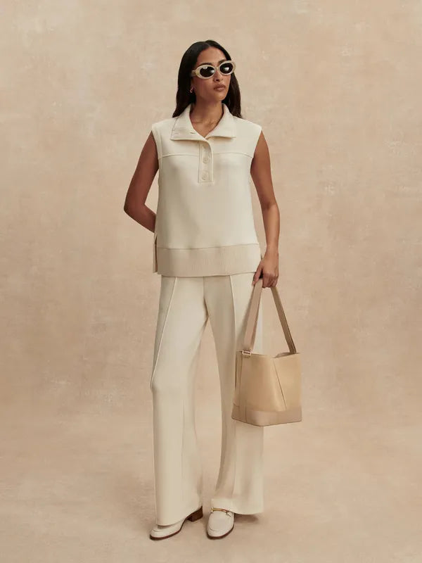 Varley Conall Button Tank - Pristine Ivory