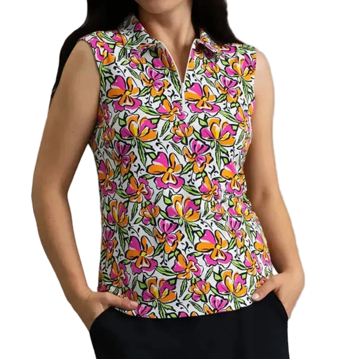 IBKUL Sonia S/L Polo - Hot PInk/Orange