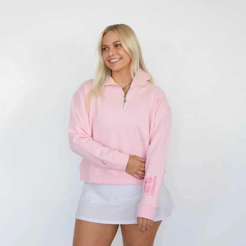 CourtLife Happiest on The Tennis Court Zip Sweatshirt - Various Colours