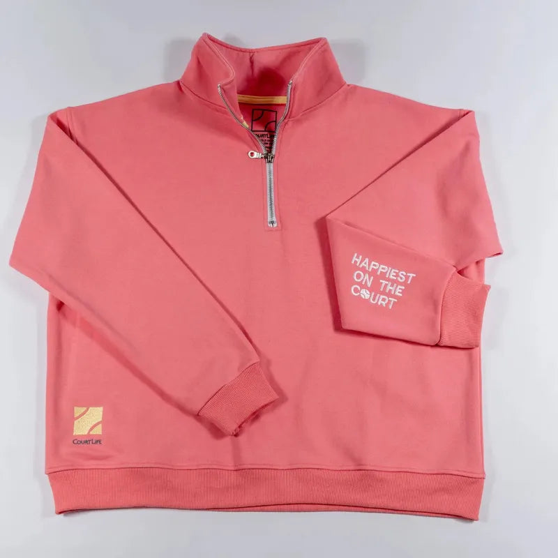 CourtLife Happiest on The Tennis Court Zip Sweatshirt - Various Colours