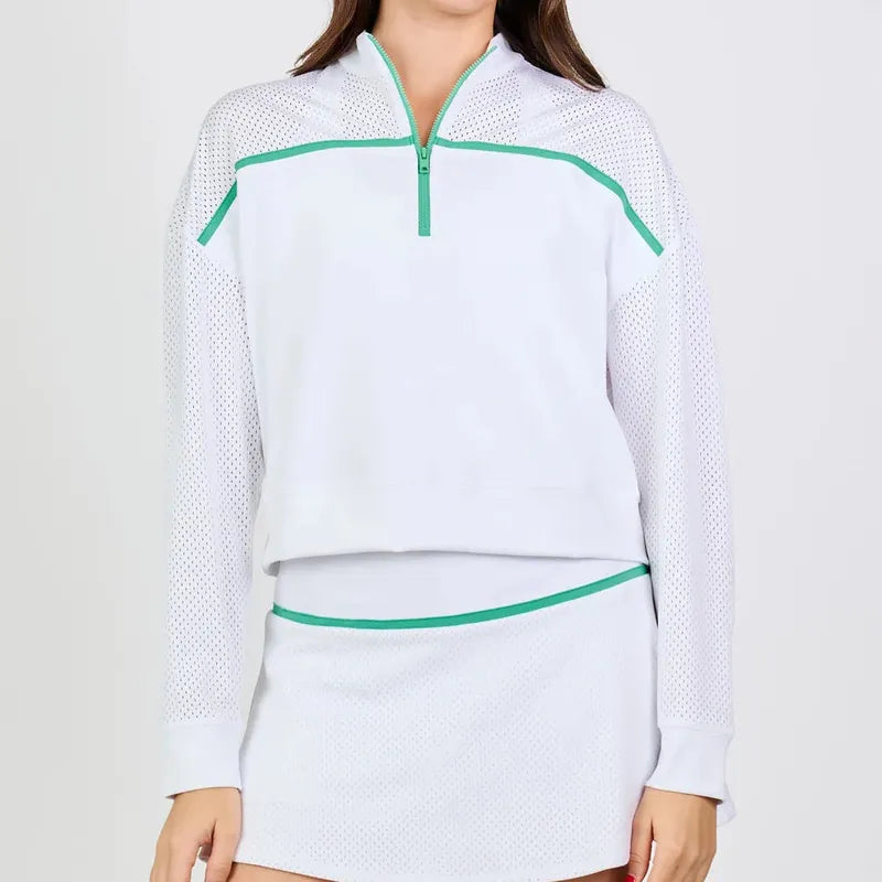 Sofibella Alpine Story Pullover- White/Green