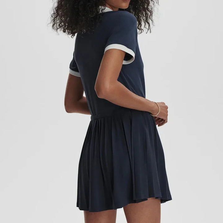 Varley Paloma Dress - Blue Nights/White