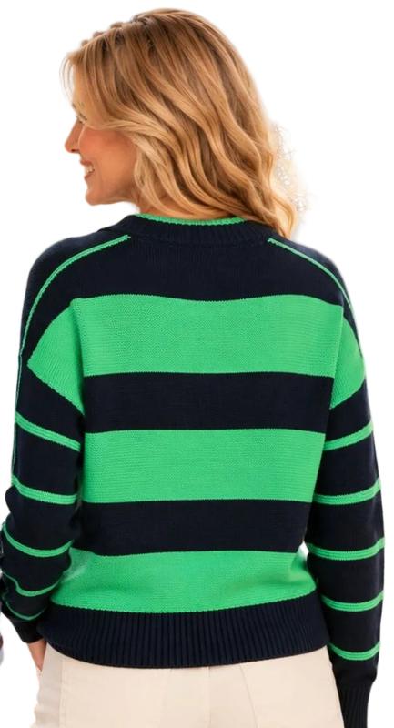 WISPR Links Stripe Crew Neck Sweater - Patriot Blue