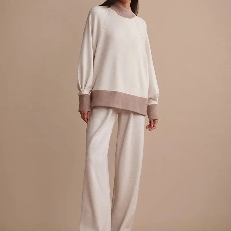 Varley Loxley Raglan Sweat - Ivory/Taupe Marl