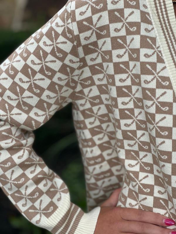 Club Special Golf Club Cardigan - Brown/White
