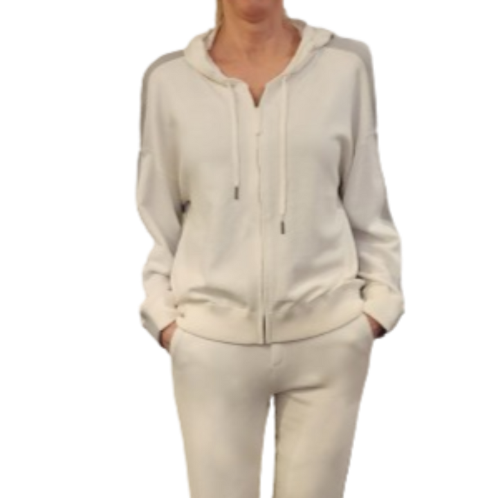 360 Cashmere Tulah Full Zip - Chalk/Grey