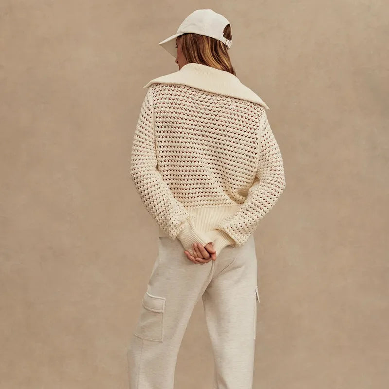 Varley Eloise Zip Knit Jacket - Egret