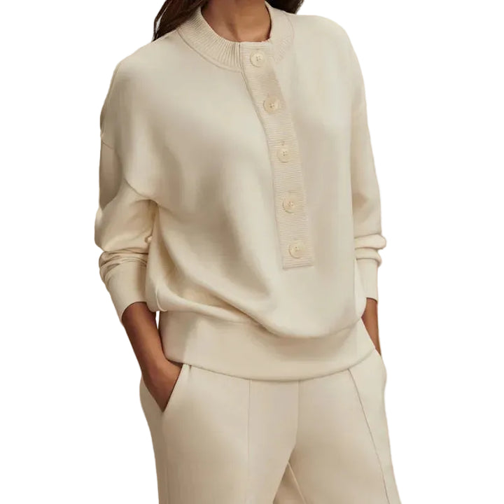 Varley Reena Button Sweat - Pristine Ivory