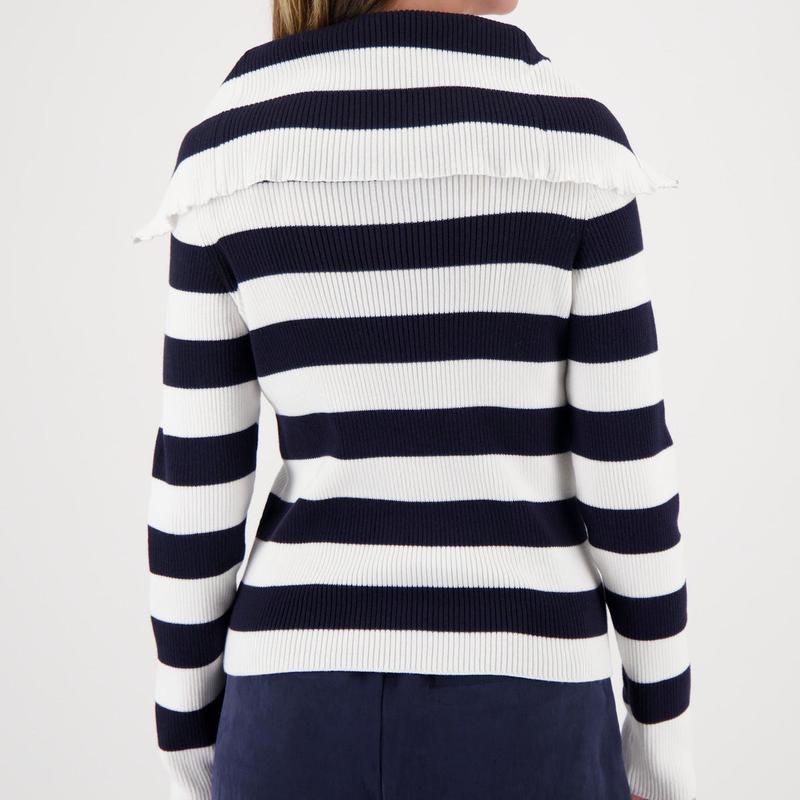 Monari Stripe Zip Sweater - Navy/Ivory