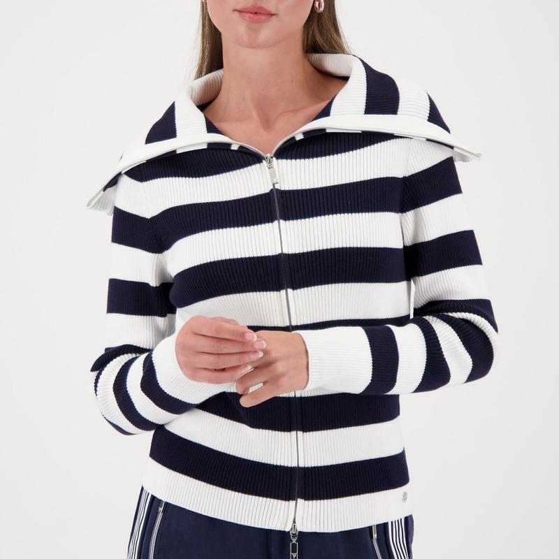 Monari Stripe Zip Sweater - Navy/Ivory