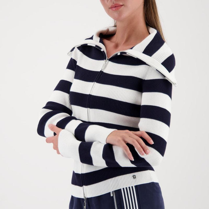 Monari Stripe Zip Sweater - Navy/Ivory
