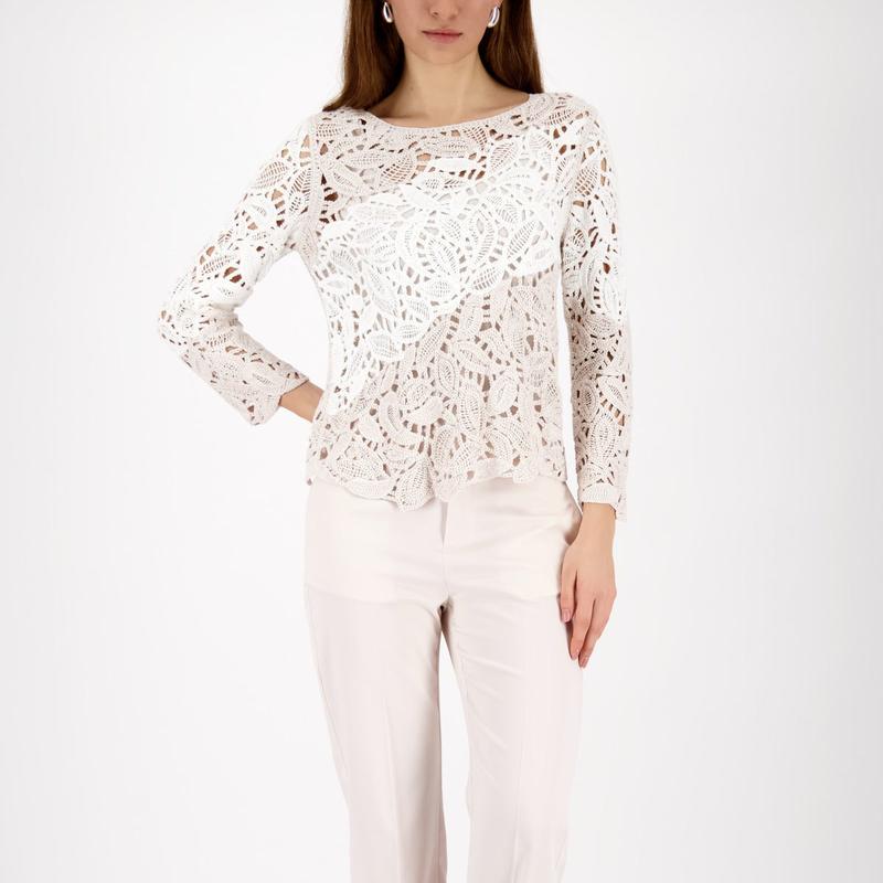 Monari Lace Top - Beige/Ivory