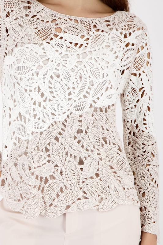 Monari Lace Top - Beige/Ivory