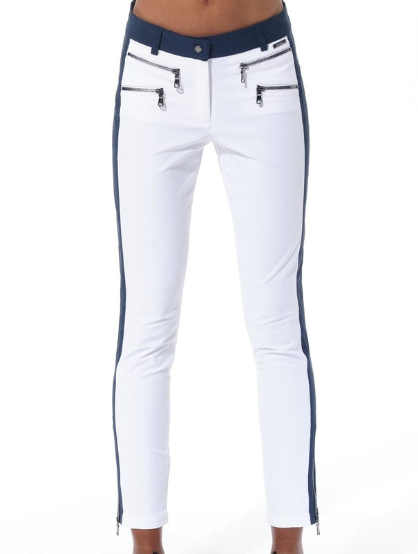 MDC Double Zip Ankle Pant - White/Navy