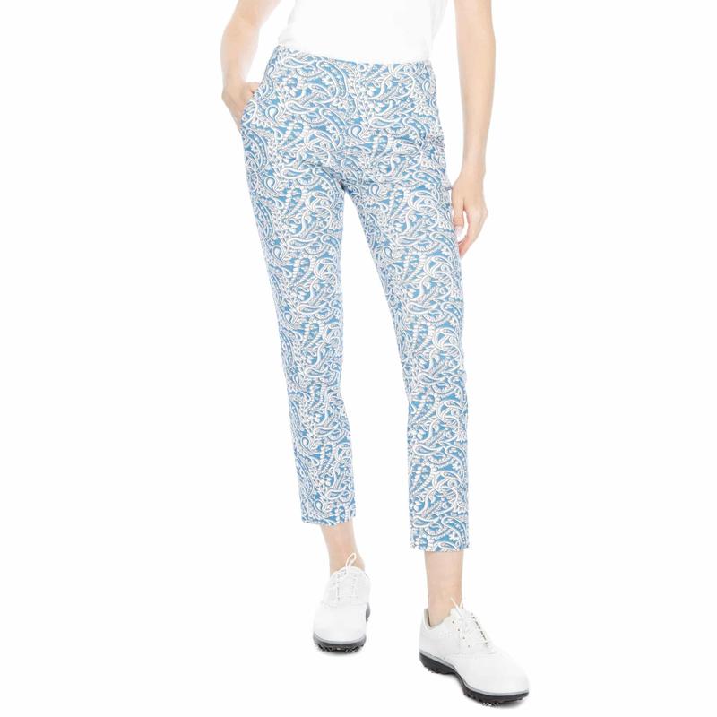 Swing Control Dutch Paisley Ankle Pants - Blue/Cream
