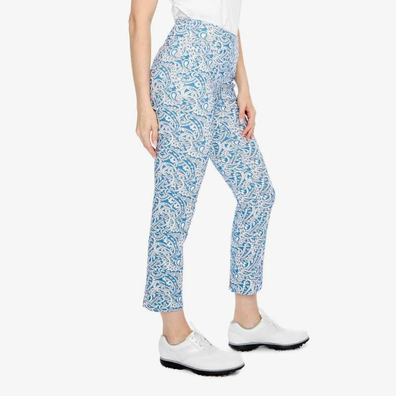Swing Control Dutch Paisley Ankle Pants - Blue/Cream
