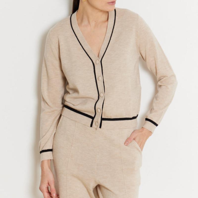 NOTSHY Merino Cardigan - Beige/Black