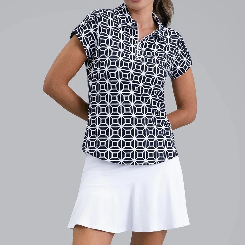 IBKUL Carolyn S/S Polo - Black/White