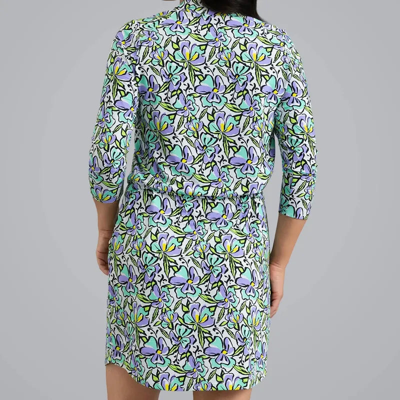 IBKUL Sonia 3/4 Sleeve Dress - Jade/Lavender