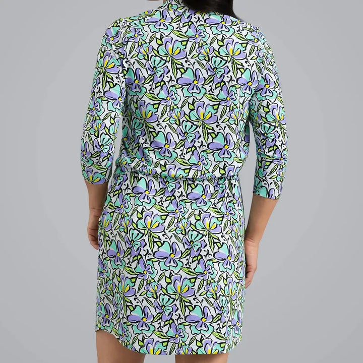 IBKUL Sonia 3/4 Sleeve Dress - Jade/Lavender