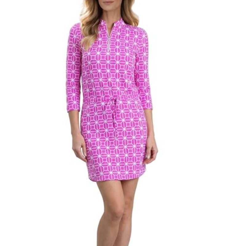 IBKUL Carolyn 3/4 Sleeve Dress - Hot Pink