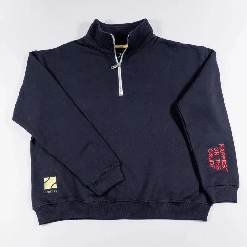 CourtLife Happiest on The Tennis Court Zip Sweatshirt