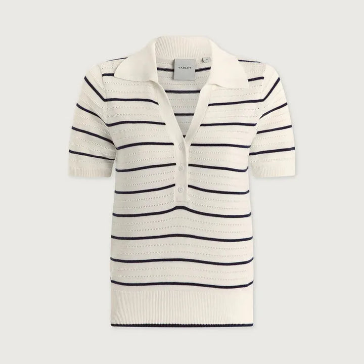 Varley Wren Knit Polo - White/Navy