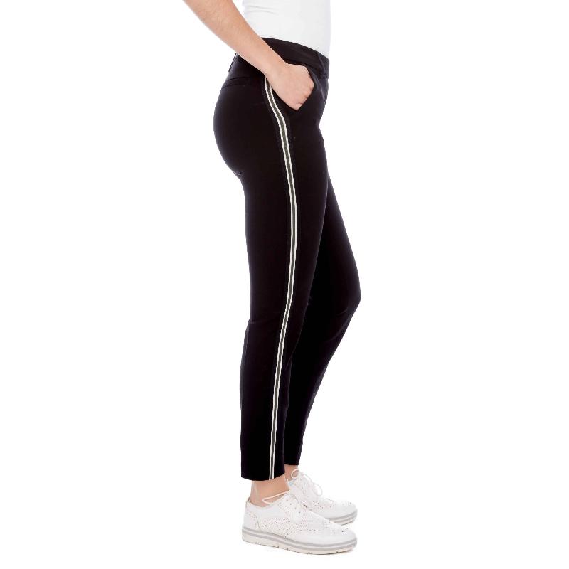 Swing Control Side Stripe Ponte Pant(30") - Black