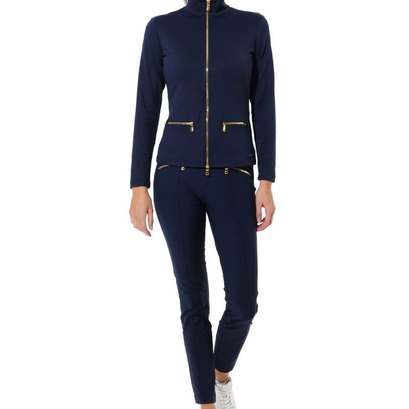 MDC Curvy Stretch Pants - Navy (gold zip)