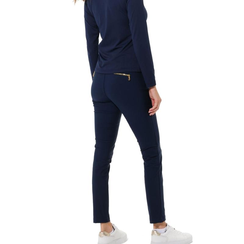 MDC Curvy Stretch Pants - Navy (gold zip)