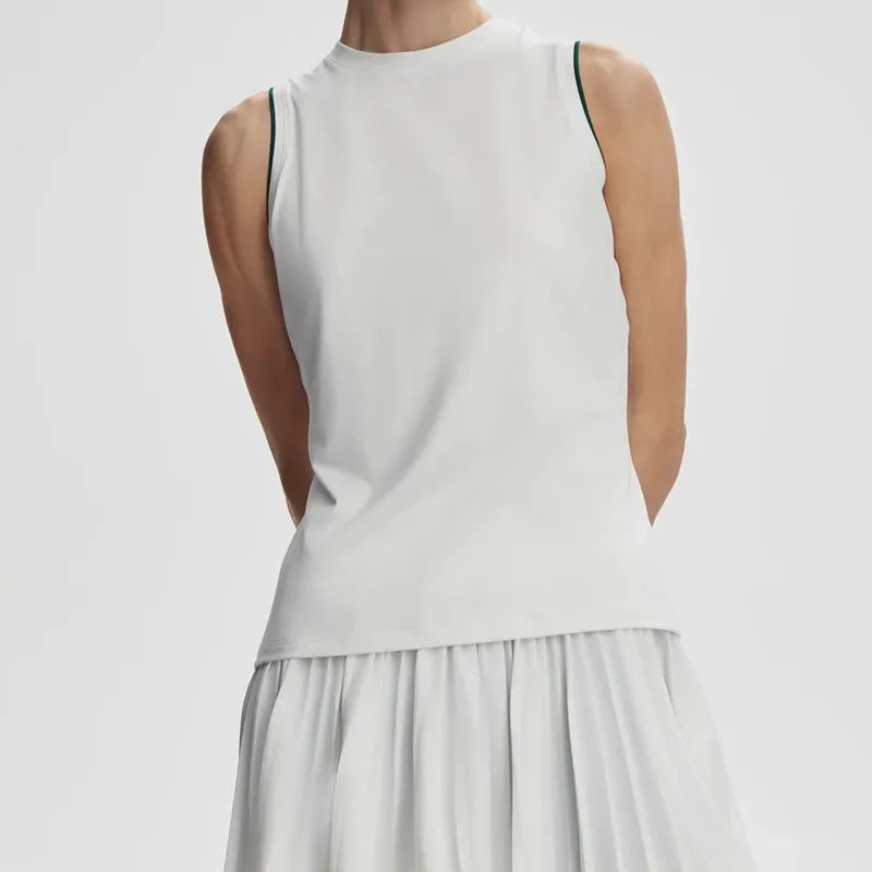 Varley Arton Performance Tank - White/Forest
