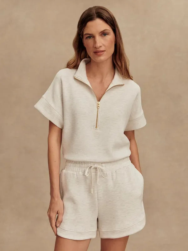 Varley Ollie Hi-Rise Shorts (3.5") - Ivory Marl