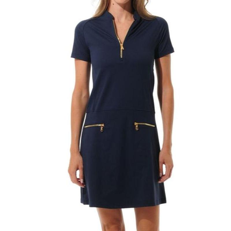 MDC Jersey Zip S/S Dress - Navy
