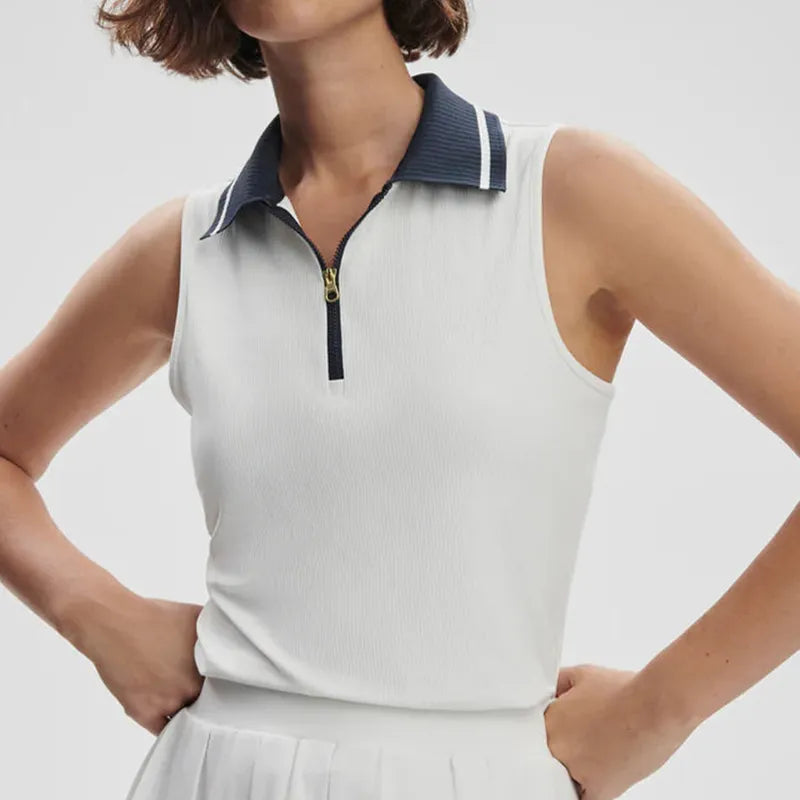 Varley Jerry Performance Polo - White/Blue Nights