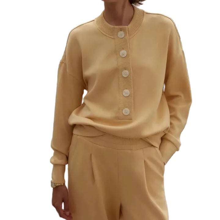 Varley Reena Button Sweat - Sahara Sun Yellow