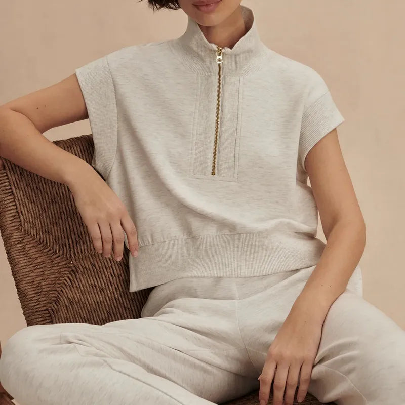 Varley Kelly Zip Sweat - Ivory Marl